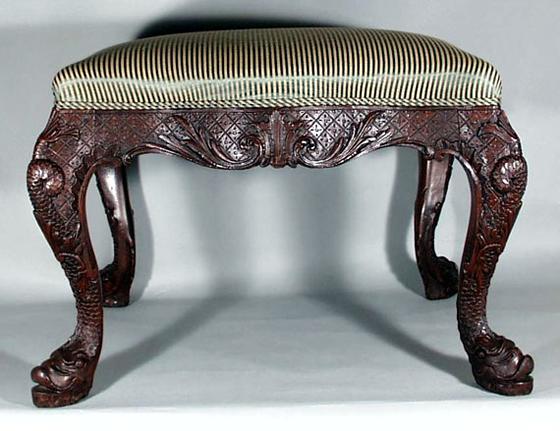 Irish Chippendale Mahogany Carved Stool