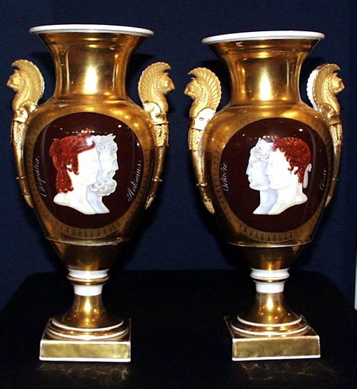 Pair of Paris Porcelain Neo-Classical Vases