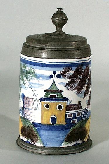 Continental Faience Polychrome Tankard