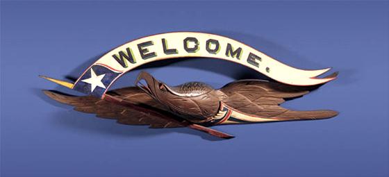 Unusual Carved and Painted Eagle Wall Plaque