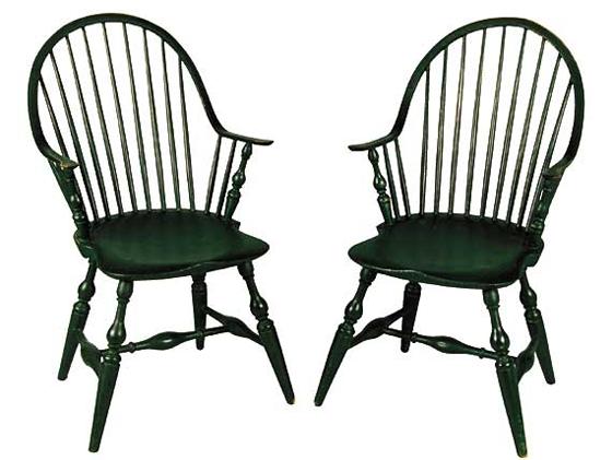 Pair of Painted Windsor Armchairs
