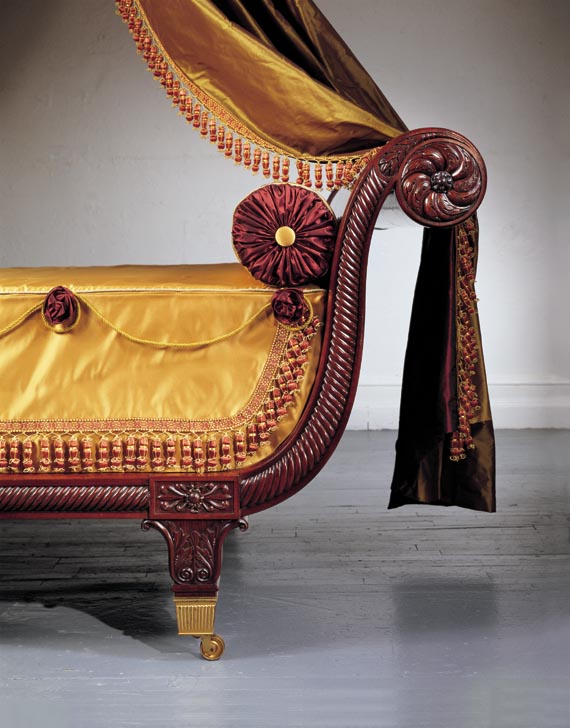 Important Carved Mahogany Sleigh Bed