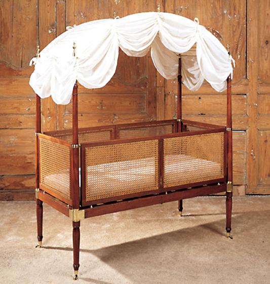 Brass Bound Mahogany & Carved Child's Campaign Bed
