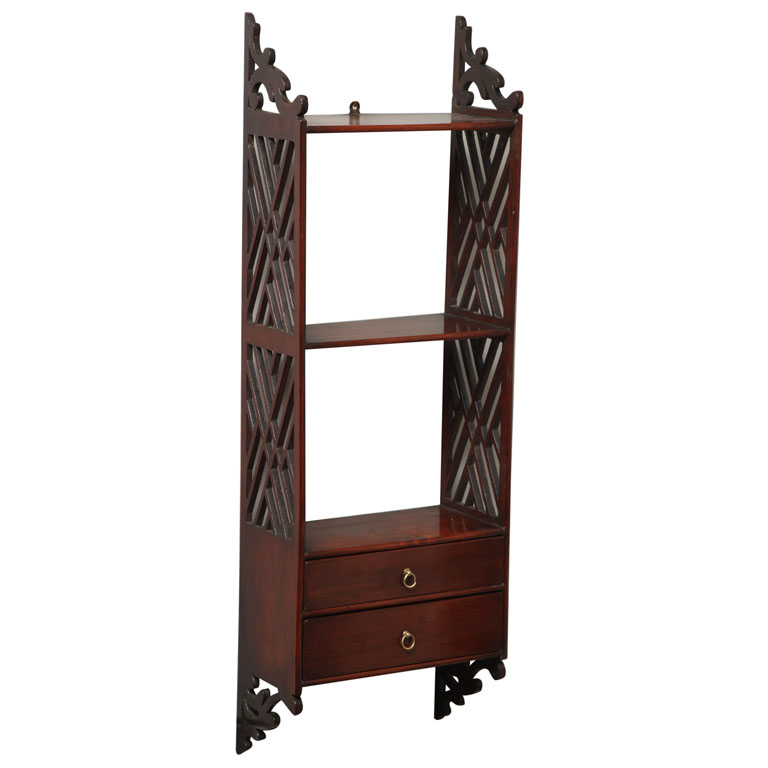 Chippendale period mahogany hanging shelves