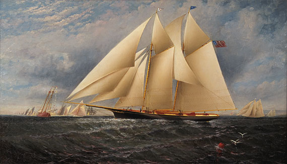 The Yacht 'Speranza' Racing...