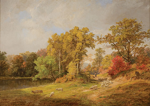Autumn Landscape with Shepherd, Dog and Sheep