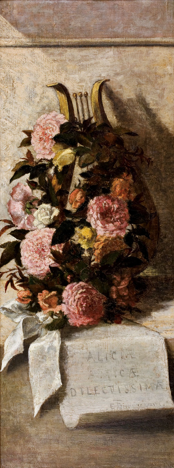 Floral Still Life with Roses and Lyre