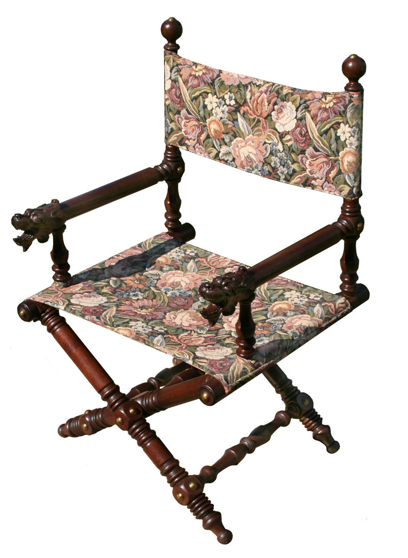 Renaissance Revival Folding Arm Chair