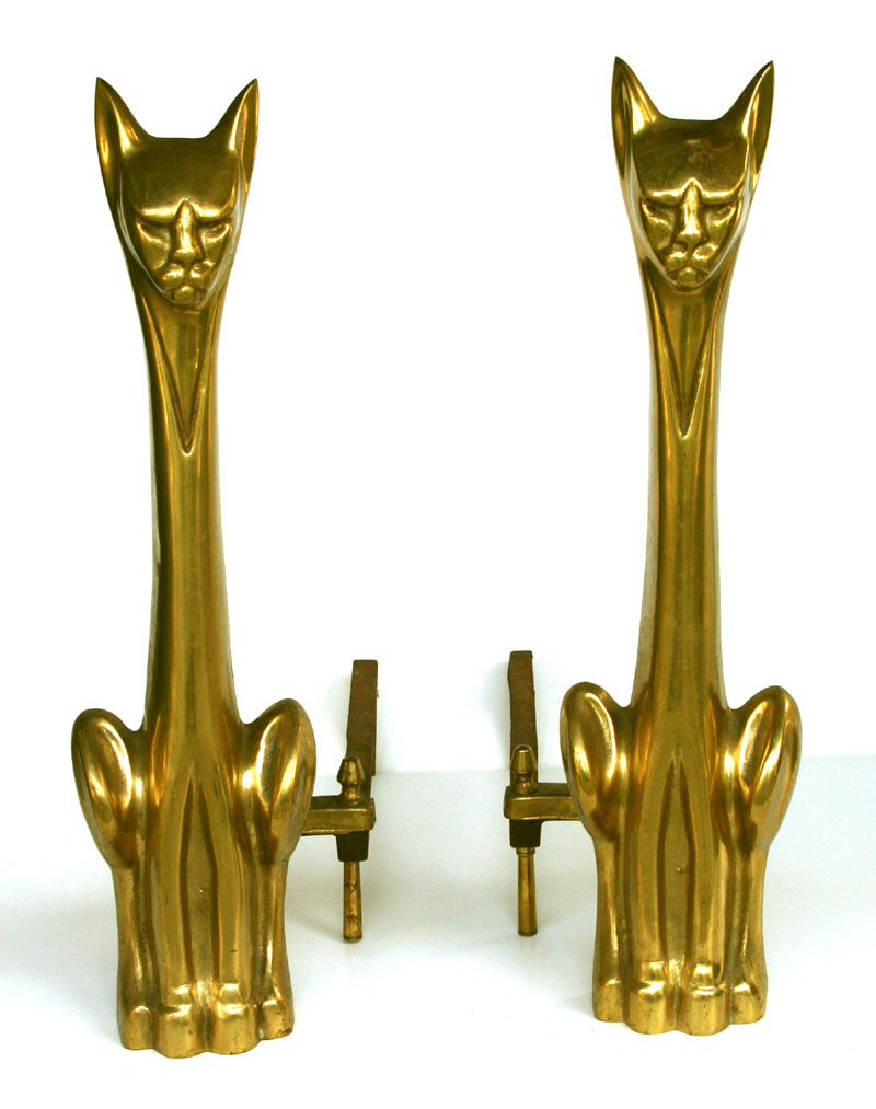 Sleek, Sophisticated, Serene, Siamese Cat Andirons