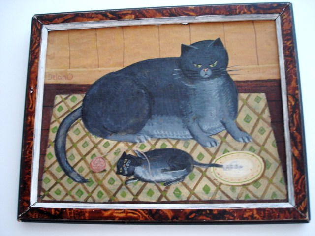 CAT AND KITTY ON RUG