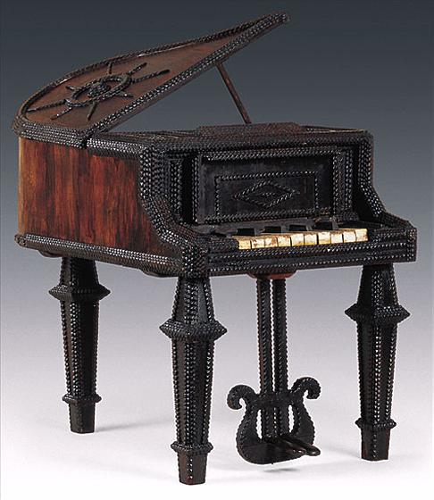 Tramp Art Miniature Baby Grand Piano