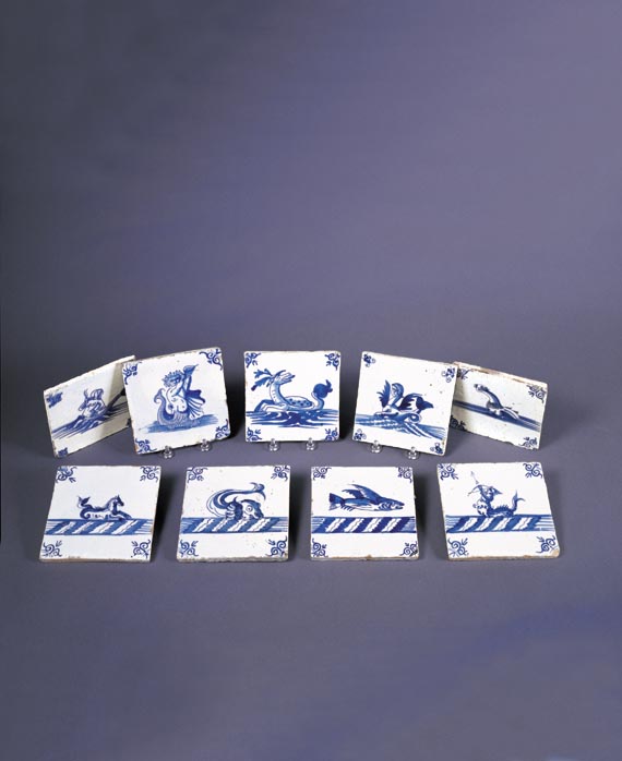 17th century Dutch 'Sea Creature' Tiles