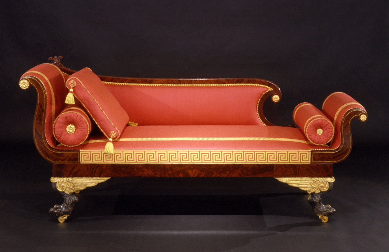 Pair Recamier Sofas with Winged Paw Feet