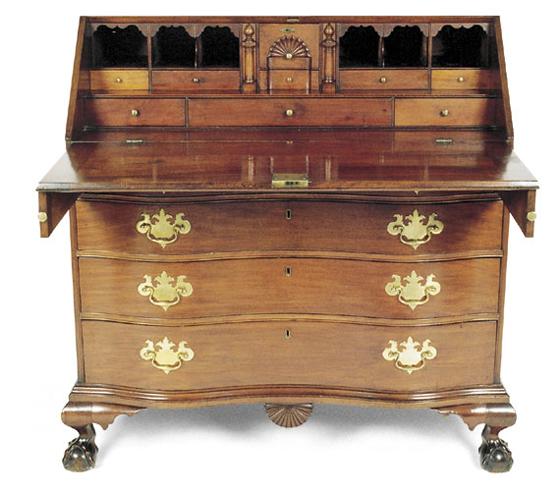 Chippendale Reverse Serpentine Slant-Front Desk
