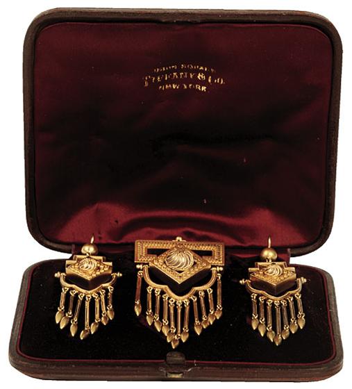 Gold Brooch and Earrings Retailed by Tiffany & Co.