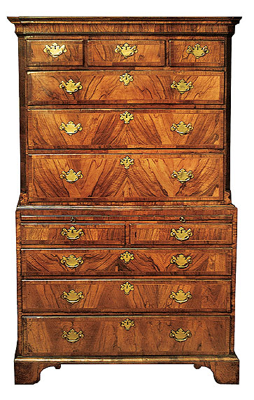 A Finely Figured Walnut Chest-on-Chest