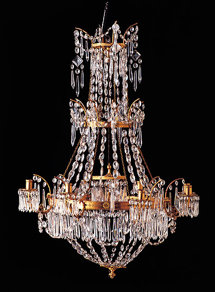 A Neo-Classic Bronze Eight Light Chandelier