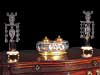 Pair of Crystal Blue John and Marble Candlesticks