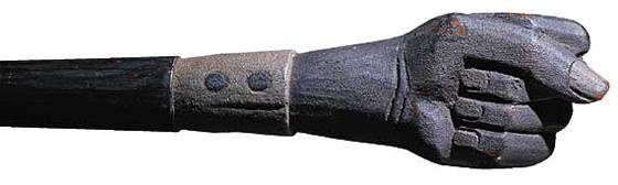 Painted Hand and Cuff Cane (detail)