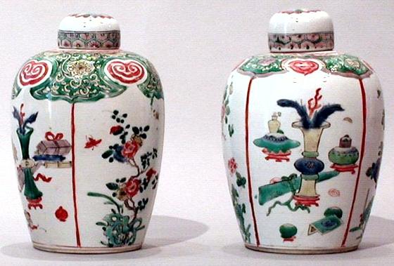 Ceramic, Matched Pair of Jars with Covers
