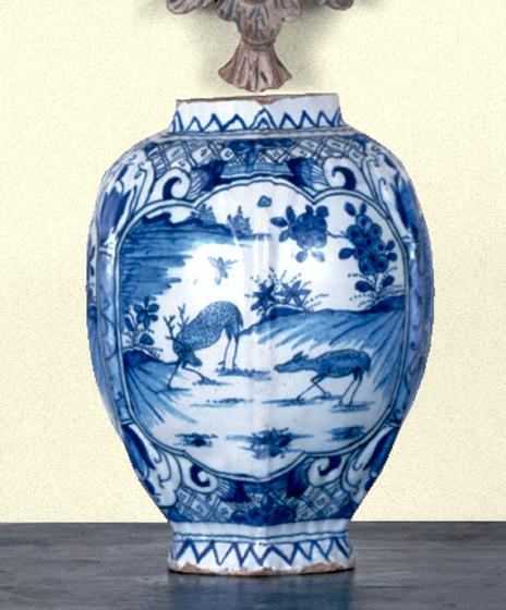 Ceramic, Delft Vase with Blue and White Decoration