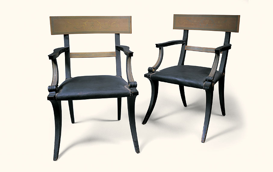 Pair of New York painted armchairs