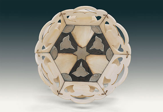 A fine and rare sailor made whale ivory basket
