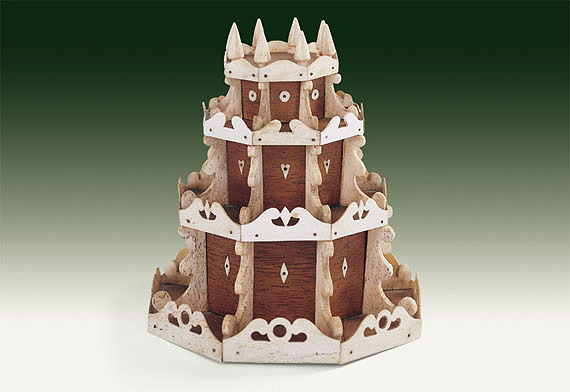 Whalebone mounted mahogany four-tiered spoolstand