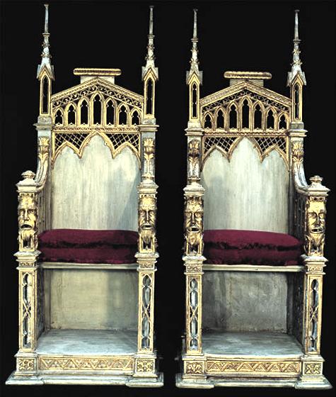 Pair of Gothic Revival Italian Throne Chairs
