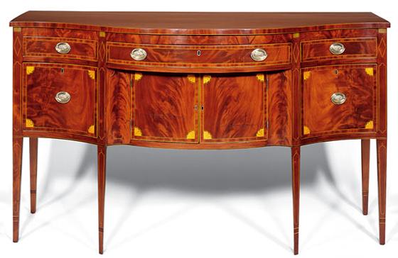 Inlaid Mahogany Serpentine-Front Sideboard