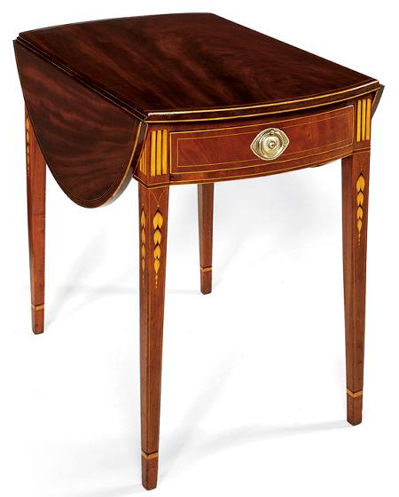 Inlaid Mahogany Oval-Top Pembroke Table