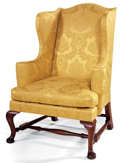 Queen Anne Walnut and Maple Wing Chair