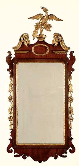 Chippendale Mahogany and Parcel-Gilt Looking Glass