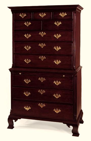 Chippendale Figured Mahogany Chest-on-Chest