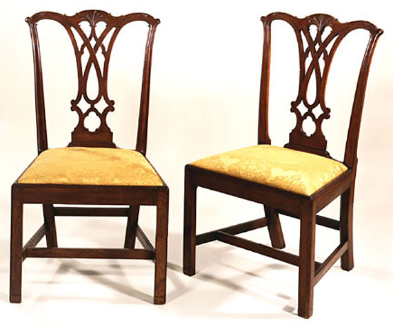 Pair of Chippendale Carved Mahogany Side Chairs