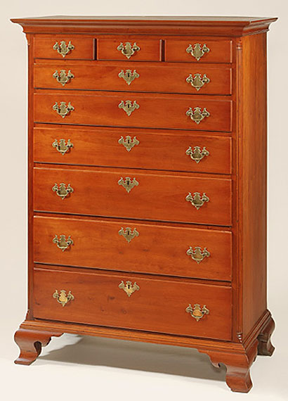 Chippendale 1/4-Column High Chest of Drawers