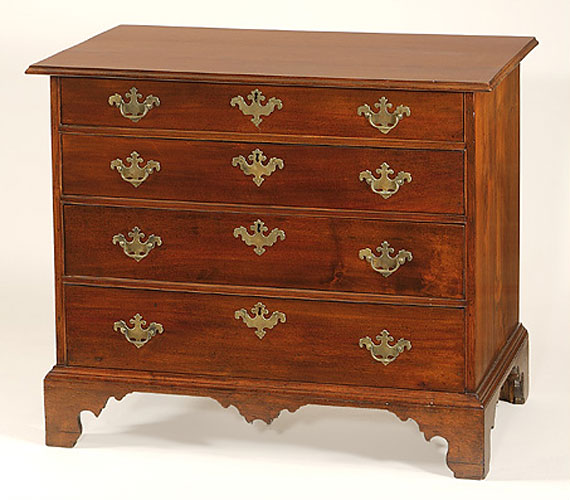 Chippendale Birch Low Chest of Drawers