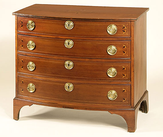 Federal Inlaid Cherry Swell-Front Chest of Drawers