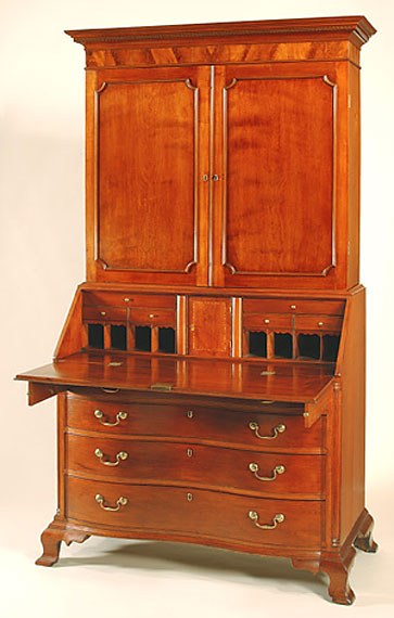 Chippendale Cherry Reverse-Serpentine Secretarial
