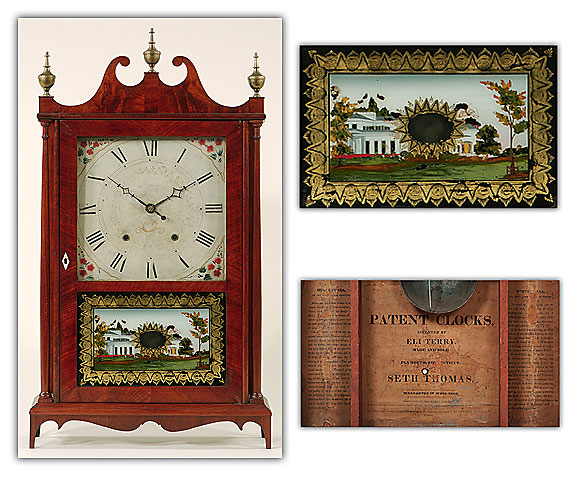 Federal Mahogany Pillar and Scroll Shelf Clock