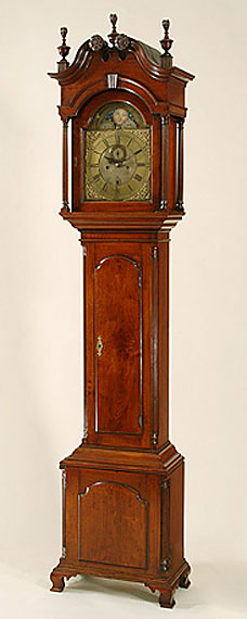 Chippendale Figured Walnut Tall Case Clock