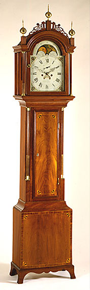 Fine Hepplewhite Inlaid Mahogany Tall Case Clock