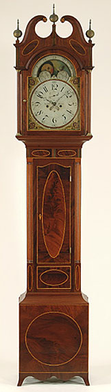 Hepplewhite Inlaid Mahogany Tall Case Clock