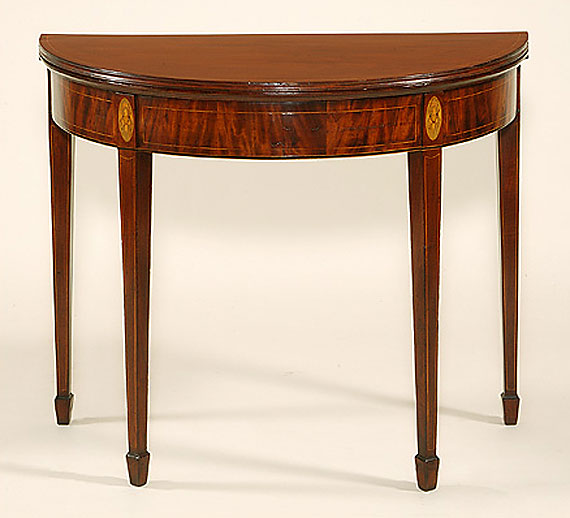 Hepplewhite Eagle Inlaid Demi-Lune Card Table
