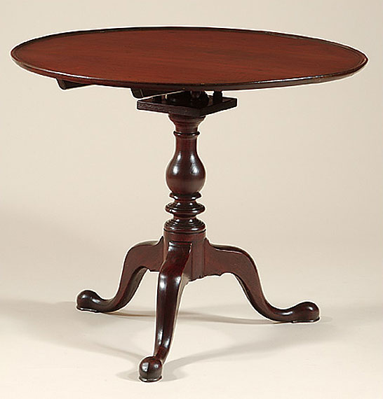 Queen Anne Walnut Dish-Top, Bird-Cage Tea Table