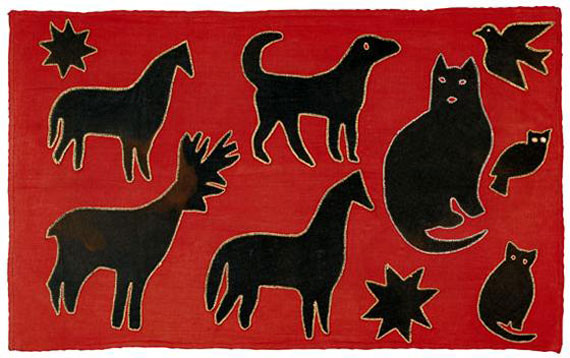 Applique Rug with Animal Silhouettes