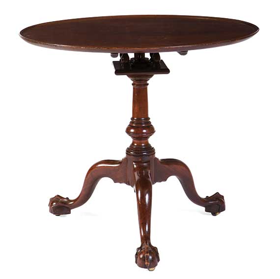 Philadelphia Chippendale Mahogany Suppressed Ball Tilt-Top Tea Table