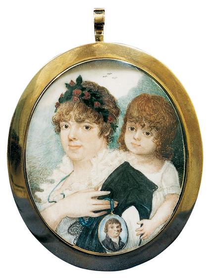 Portrait Miniature of Mother and Child
