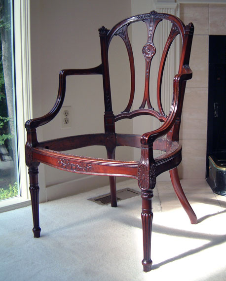 A Pair of Carved English  Mahogany Armchairs