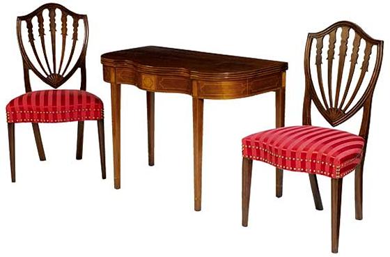 Pair of Serpentine Front Shieldback Side Chairs